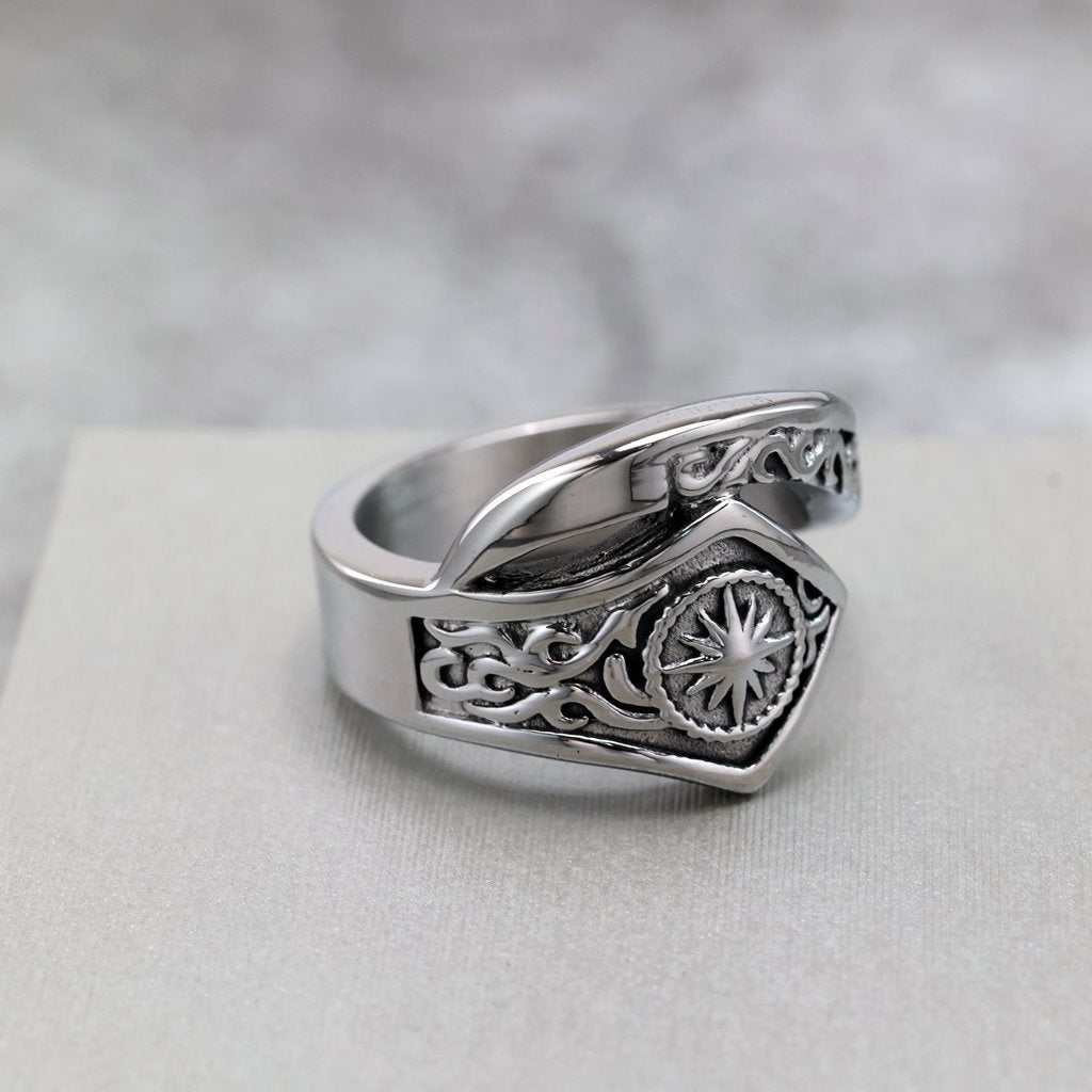 Vintage Solid Stainless Steel Indian Sun God Band Ring for Men