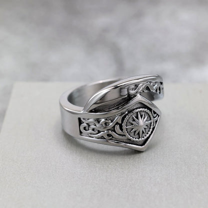 Vintage Solid Stainless Steel Indian Sun God Band Ring for Men