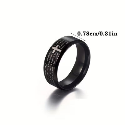 Men's Bible Scripture Cross Engraved Ring