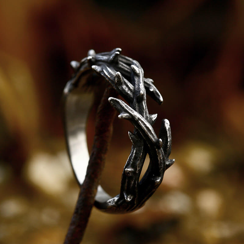 Simple And Stylish Men's Stainless Steel Tree Branch Ring