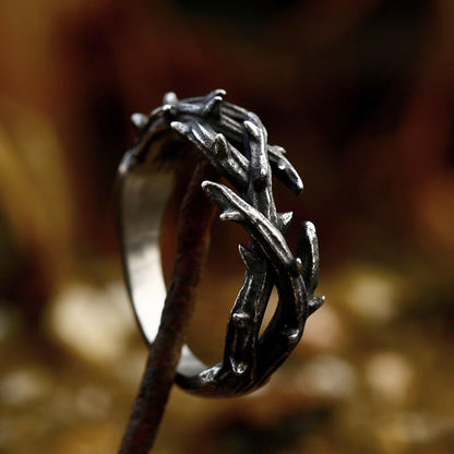 Simple And Stylish Men's Stainless Steel Tree Branch Ring