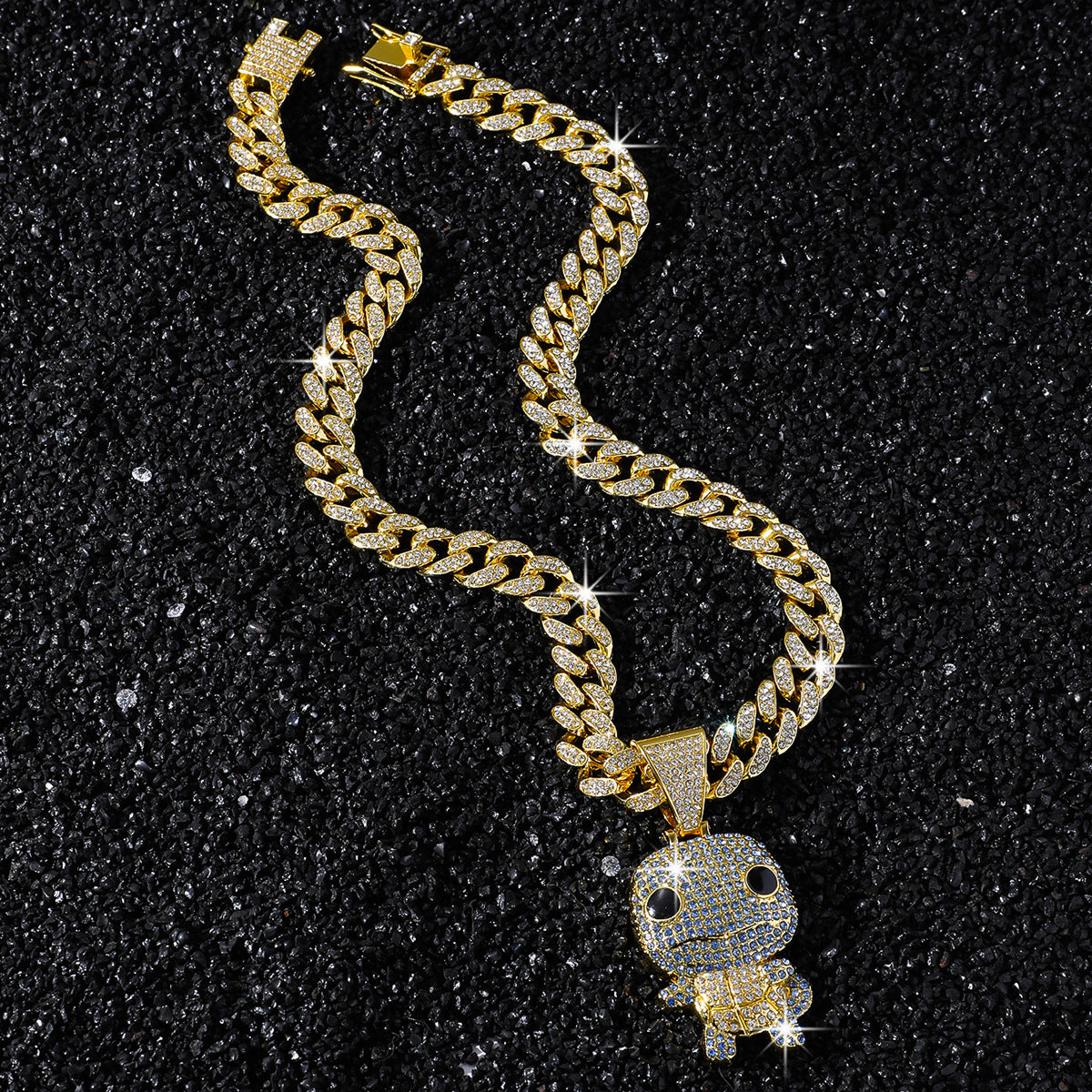 Hip-Hop Cartoon Animal Turtle Cuban Chain Pendant Necklace