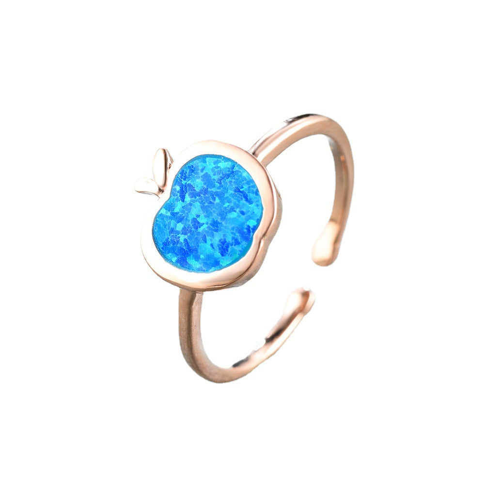 Women's Apple Shape Opal Adjustable Ring