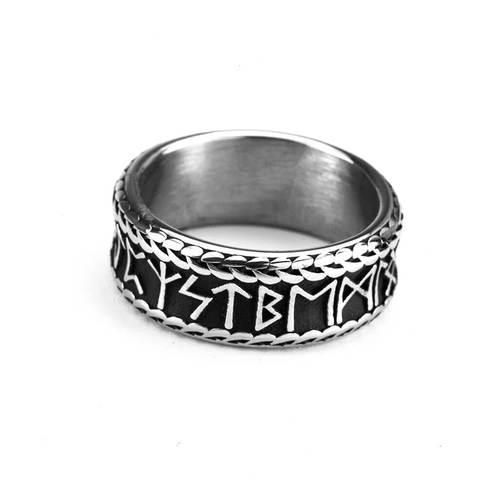 Vintage Stainless Steel Viking Rune Ring for Men
