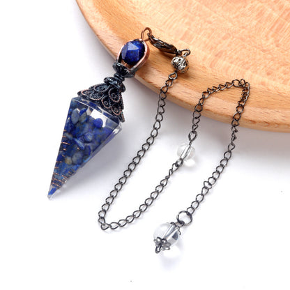 Antique copper crystal semi-precious stone multi-colored gravel resin spirit pendulum
