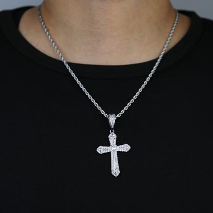 Men's Heart-Shaped Cross Zircon Pendant Necklace