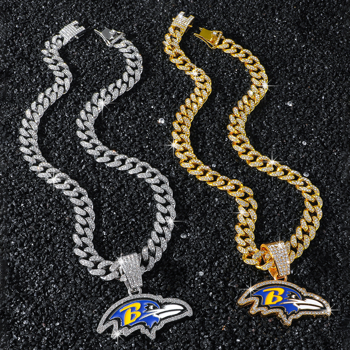 Hip-Hop Style Eagle Head Football Team Logo Cuban Chain Pendant Necklace