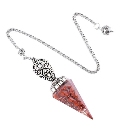 Silvery Crystal Agate Resin Hexagonal Pyramid Spirit Pendulum