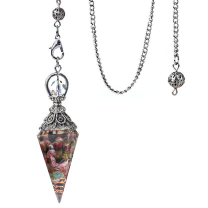 Antique silver crystal semi-precious stone multi-colored gravel resin spirit pendulum