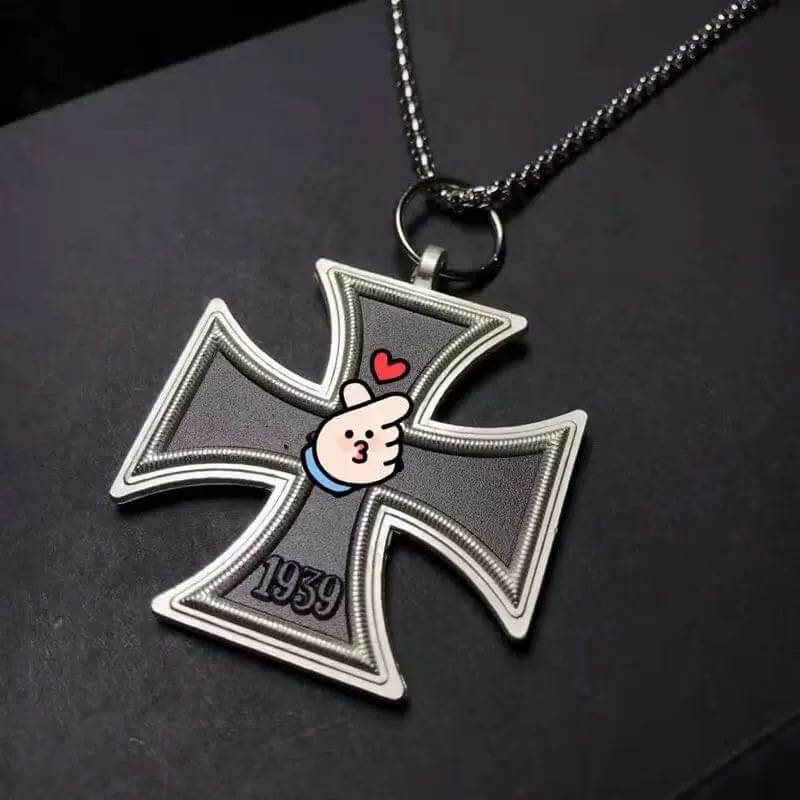 Men's German Iron Cross Pendant Necklace