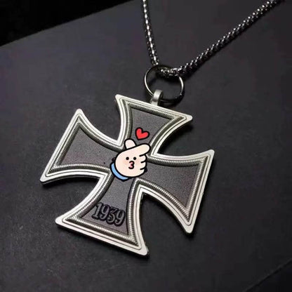Men's German Iron Cross Pendant Necklace