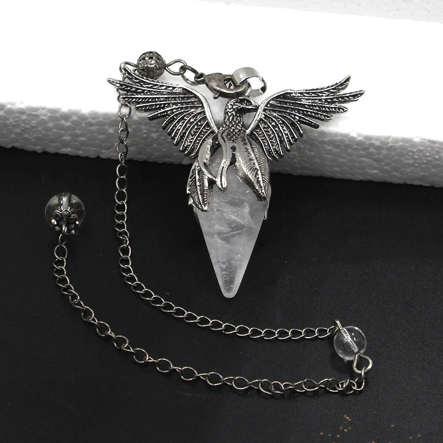 Crystal Rhombus-Cone Cut Peacock Spirit Pendulum