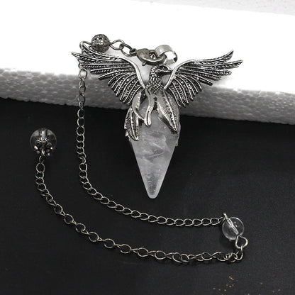 Crystal Rhombus-Cone Cut Peacock Spirit Pendulum