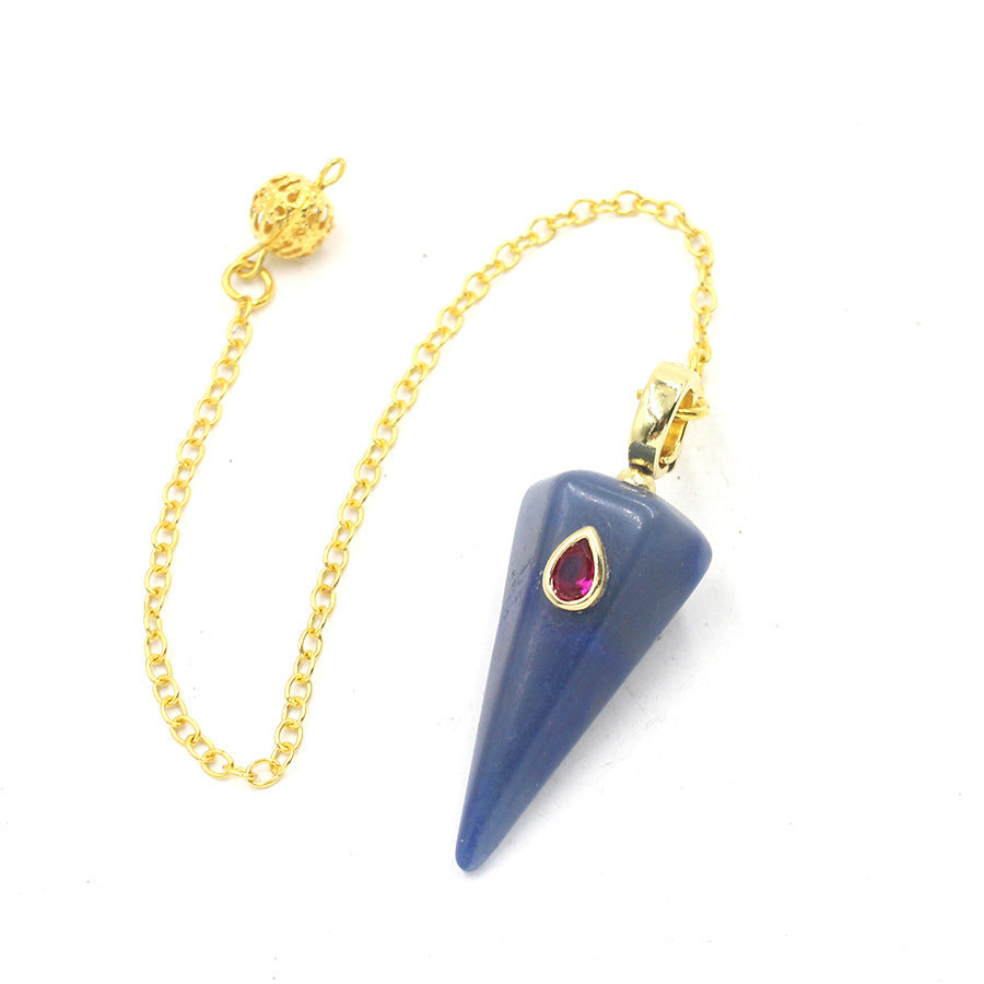 Crystal stone pyramid golden spirit pendulum