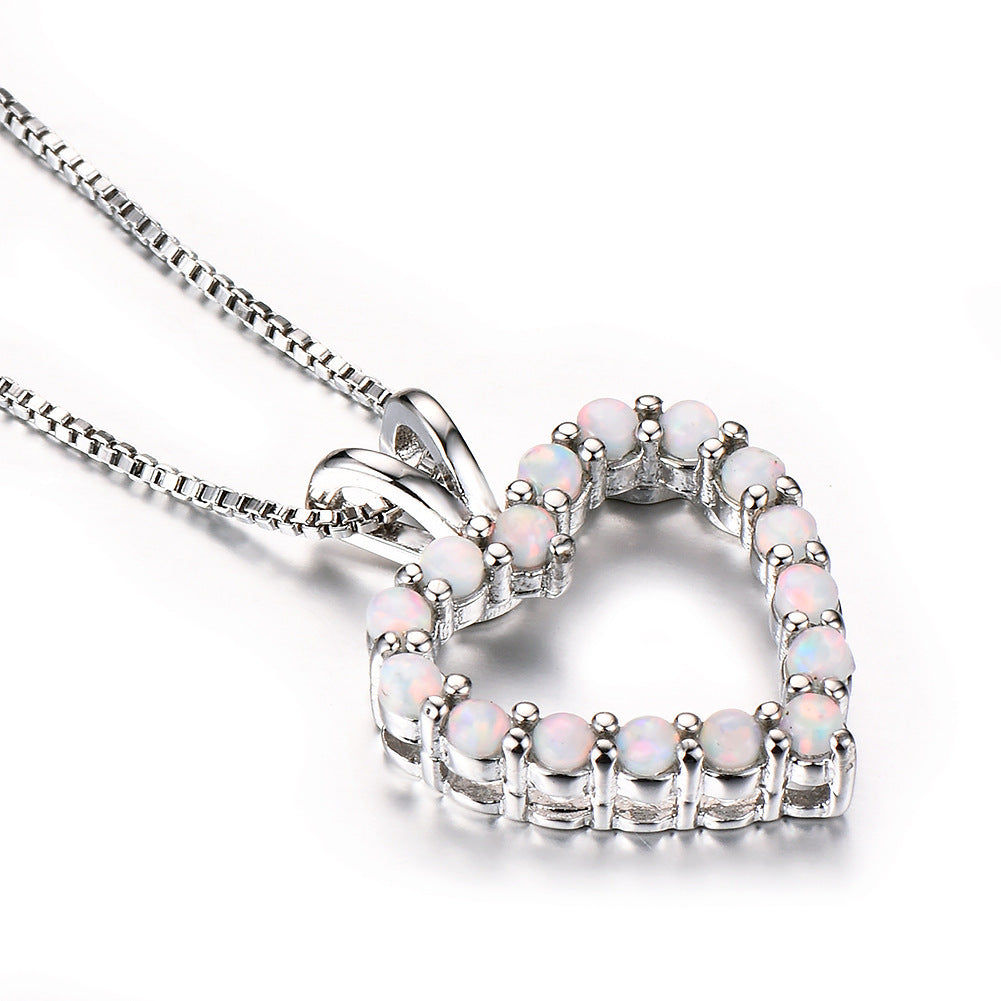 Opal  Heart-shaped Pendant Necklace