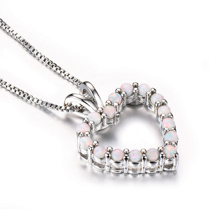Opal  Heart-shaped Pendant Necklace
