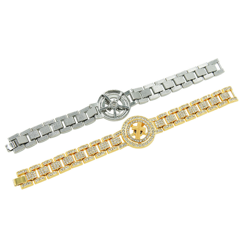 Hip-Hop Rotatable Cross Watch Bracelet