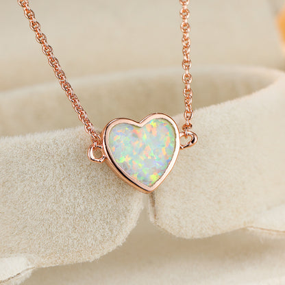 Opal Love Heart Necklace