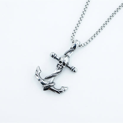 Men's Steel Anchor Pendant Necklace