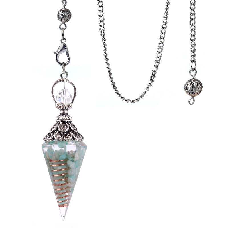 Antique silver crystal semi-precious stone multi-colored gravel resin spirit pendulum
