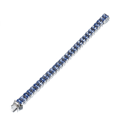 Women's Sterling Silver Pear Cut Blue Sapphire Tennis Bracelet