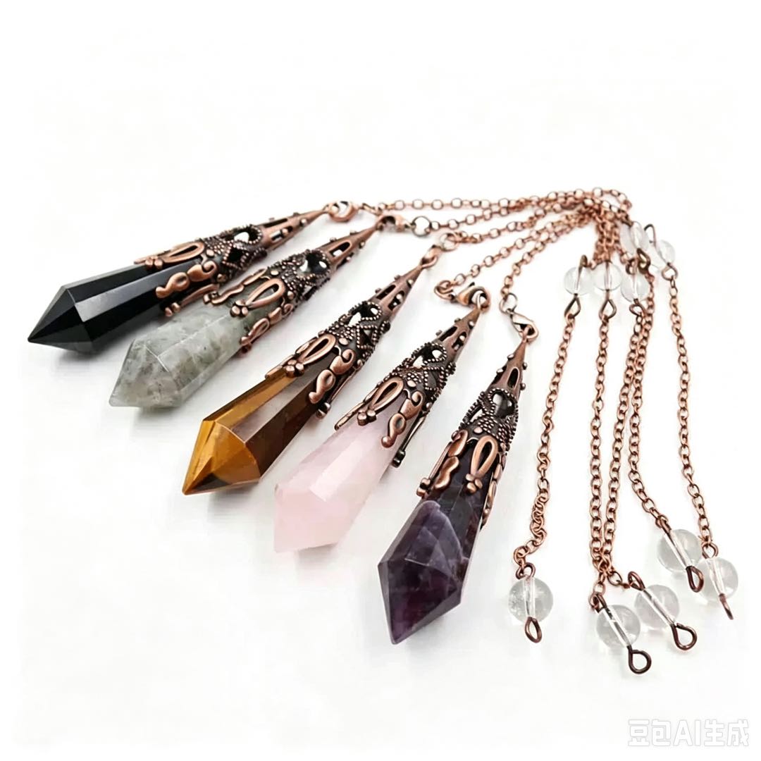 Vintage Red Copper Faceted Crystal Spirit Pendulum