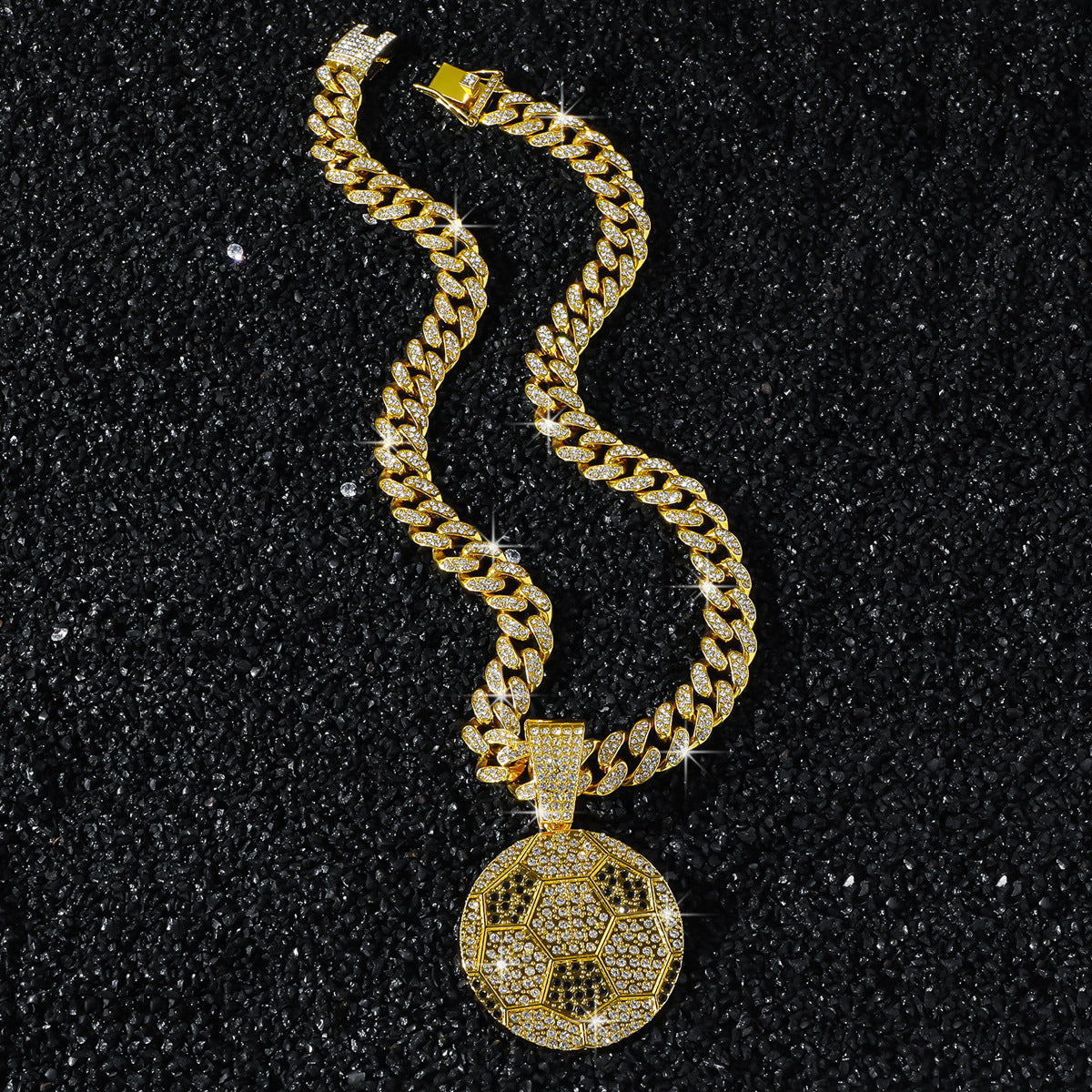 Hip-Hop Football Cuban Chain Pendant Necklace
