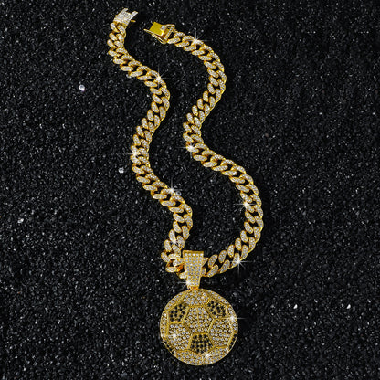 Hip-Hop Football Cuban Chain Pendant Necklace
