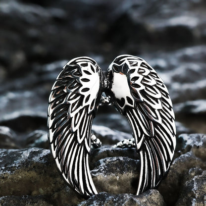 Men's Steel Angel Wings Pendant Necklace