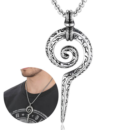 Men's Steel Vintage Spiral Snake Pendant Necklace