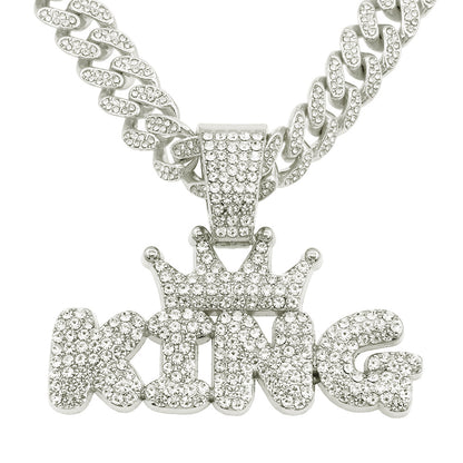 Hip-Hop King Letter Cuban Chain Pendant Necklace