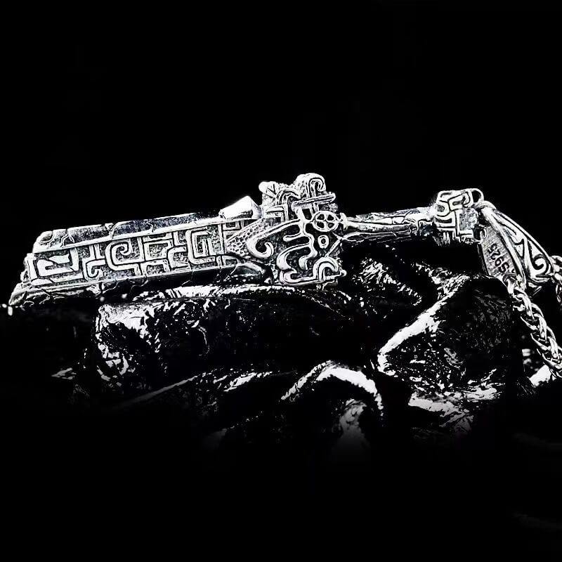Vintage Stainless Steel Broken Sword Pendant Necklace for Men