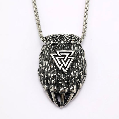Vintage Stainless Steel Viking Bear Claw Pendant Necklace for Men