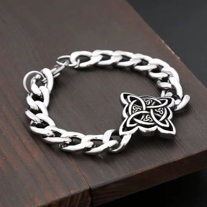Men's European Streetwear Stainless Steel Bracelet, Viking Witch's Knot Celtic Knot Trendy Fashion Wrist Jewelry
