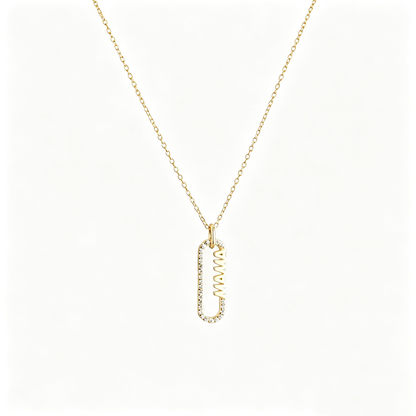 Women's MAMA Letter Pendant Necklace, Rectangle Frame Inlaid Zirconia, S925 with Gold Plating