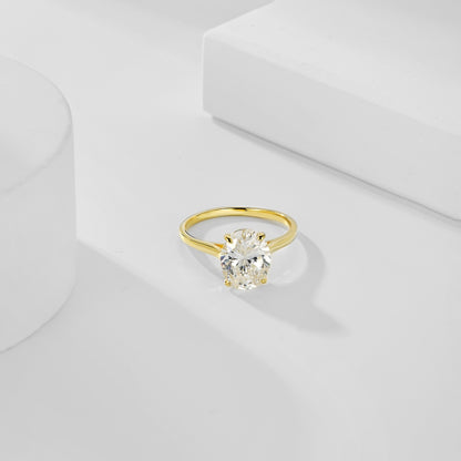 Women's Oval Zirconia Minimalist Elegant Ring, S925 with Gold Plating