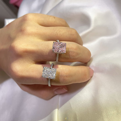 Women's 4.0ct Square Ice Flower Cut Zirconia Trendy Ring, S925 with White Gold Plating
