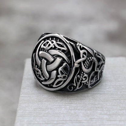 Vintage Solid Stainless Steel Viking Celtic Knot Ring for Men