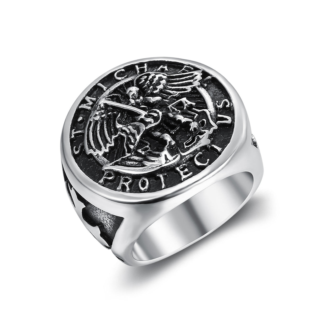 Retro Archangel Saint Michael Men's Ring