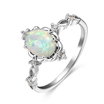 Women's Gold Plated Oval Opal With Zirconia ring