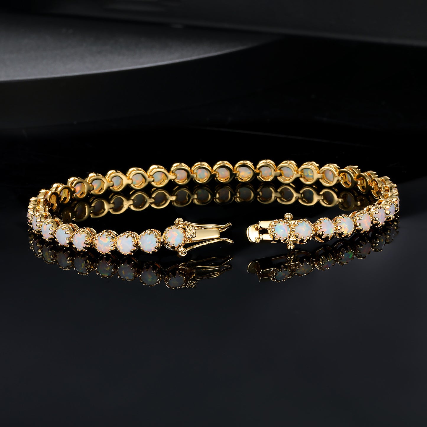 Women&Men's Round 4mm White Opal Tennis Bracelet