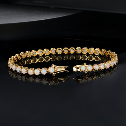 Women&Men's Round 4mm White Opal Tennis Bracelet