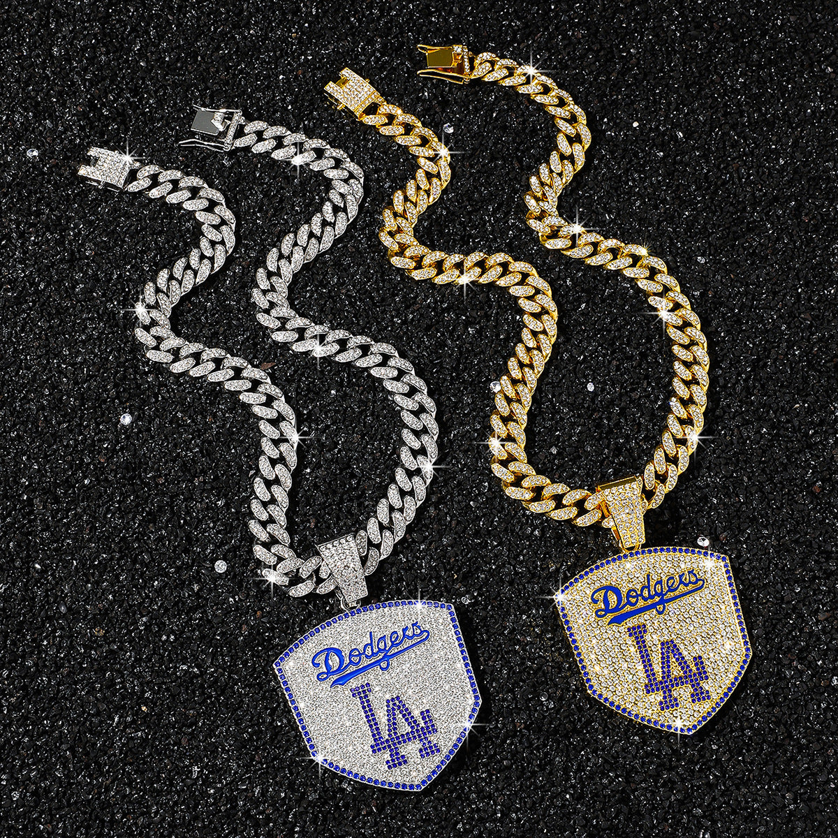 Hip Hop Shield Letter LA Team Logo Cuban Chain Pendant Necklace