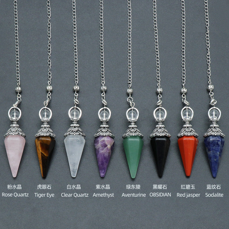Hexagonal Pyramid Gravity Concentration Healing Crystal Pendulum