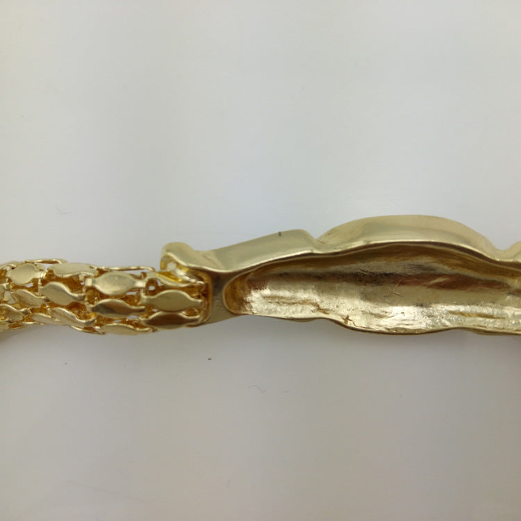 Hip-Hop Alloy Lion Head Snake Bone Bracelet