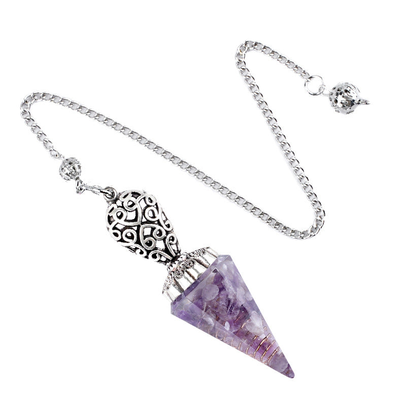 Silvery Crystal Agate Resin Hexagonal Pyramid Spirit Pendulum