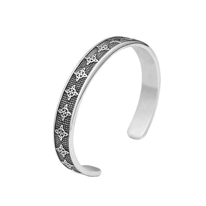 Men's Vintage Open C Cuff Bracelet, Nordic Viking Celtic Knot Stainless Steel Bangle