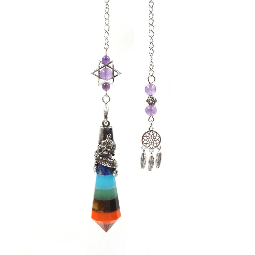 Vintage Dragon Pillar 12-Faceted Crystal Dreamcatcher Chain Spirit Pendulum