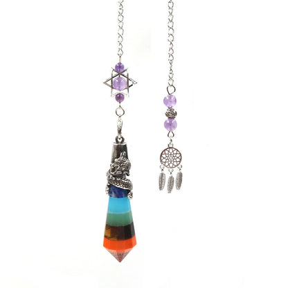 Vintage Dragon Pillar 12-Faceted Crystal Dreamcatcher Chain Spirit Pendulum