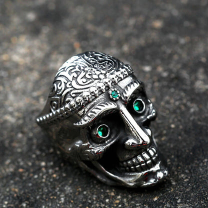 Vintage Men's Emerald Skull Ring